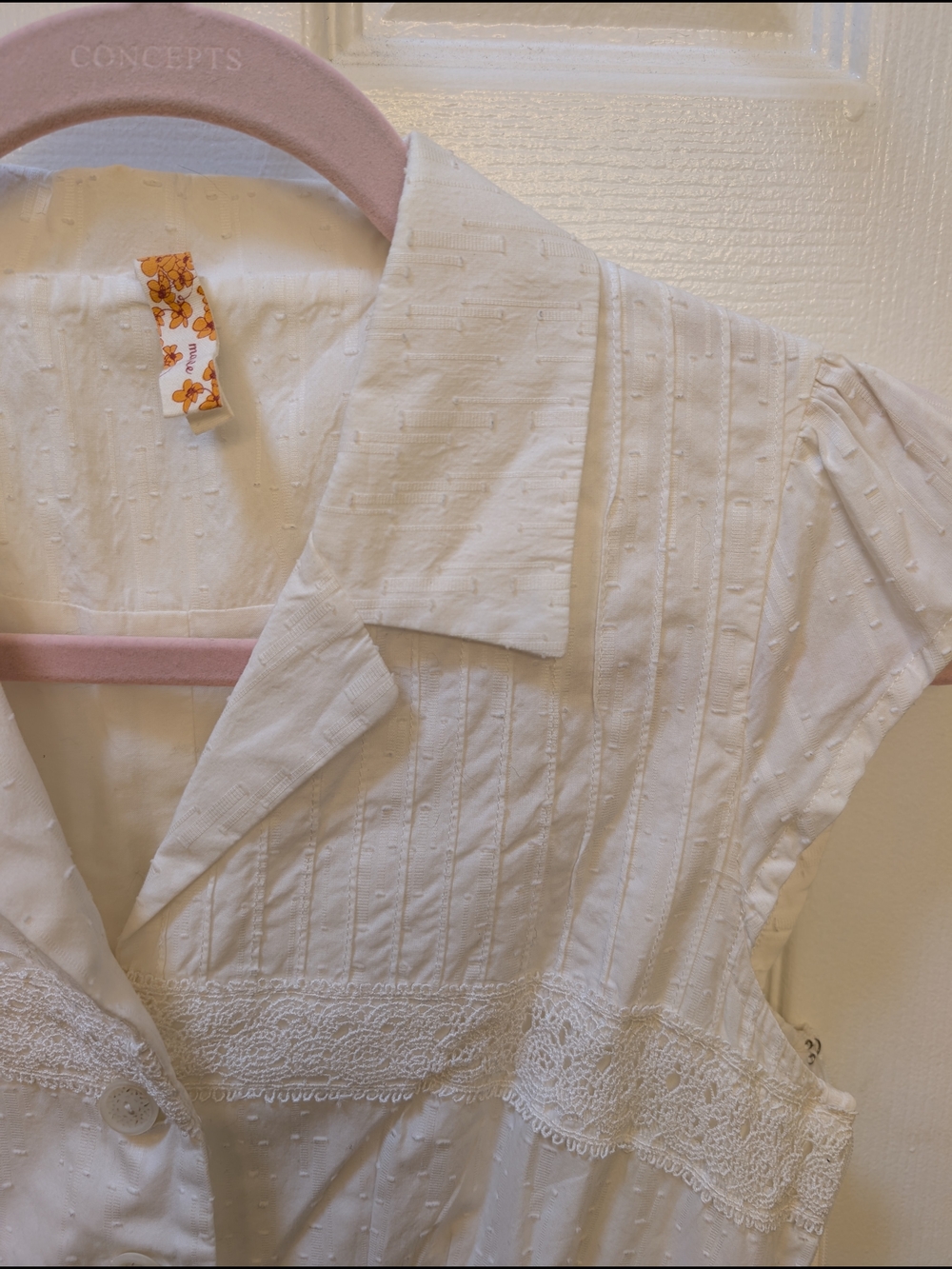 Maeve White Button-Front Midi Dress with Collar - Picture 2 of 4